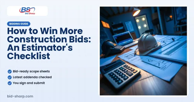 How to Win More Construction Bids: An Estimator's Checklist - Bid Sharp guide cover