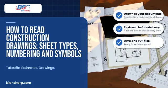 How to Read Construction Drawings: Sheet Types, Numbering and Symbols - Bid Sharp guide cover