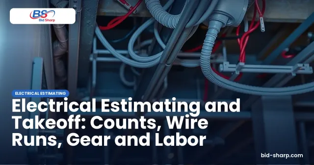 Electrical Estimating and Takeoff: Counts, Wire Runs, Gear and Labor - Bid Sharp guide cover