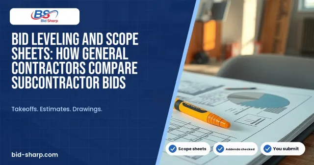 Bid Leveling and Scope Sheets: How General Contractors Compare Subcontractor Bids - Bid Sharp guide cover